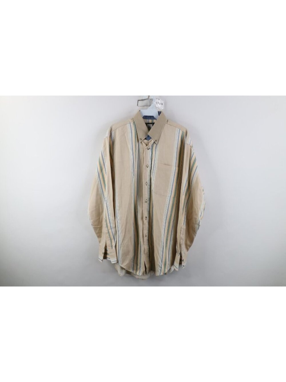 Vtg 90s Streetwear Mens Medium Striped Color Block Twill Button Down Shirt USA